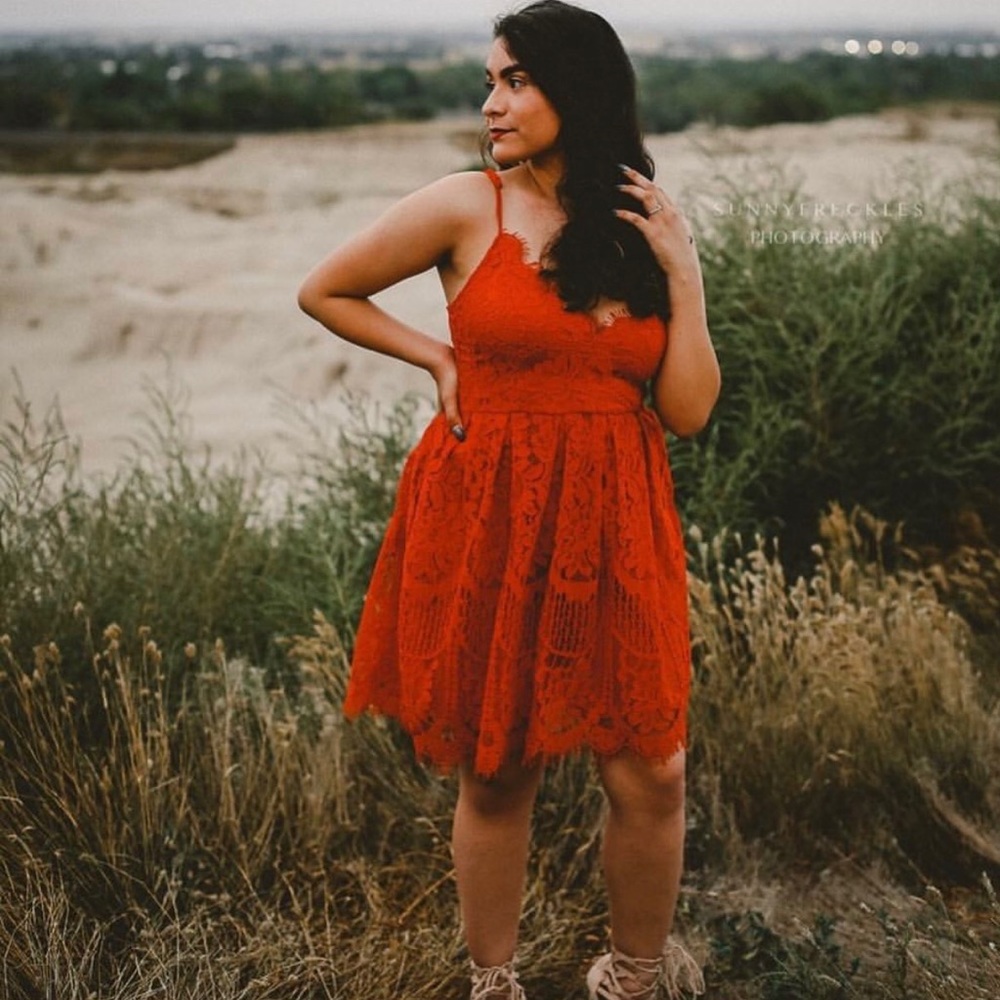 Red lace dress